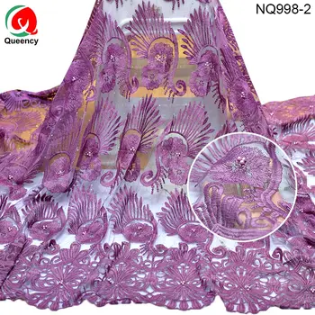 NQ998 Pārdošanas Izšuvumi Neto Mežģīņu auduma Āfrikas pērles un akmeņi, kuru linuma acs Mežģīnes 5yards par kleitu drēbes Materail 9colors