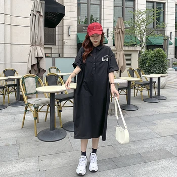 NYFS ir 2021. Jaunu korejiešu Modes Zaudēt Sievietei Kleitu Vestidos Drēbes Elbise Vēstuli Iespiesti Vasaras Kleita
