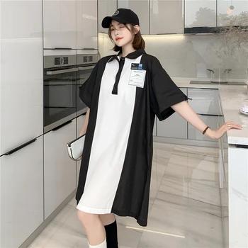 NYFS Vasaras Kleita ir 2021. korejiešu Jaunā Zaudēt POLO Apkakle Sieviete Kleita Vestidos Drēbes Elbise Modes Īsām Piedurknēm Krekls, Kleita