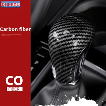 Oglekļa fibe Auto Gear Vadītājs Shift Poga Vāka Pārnesumu Pārslēgšanas Rokturis Melns, Uzlīmes Priekš Mazda 3 Axela CX-30 CX30 2019 2020 Piederumi