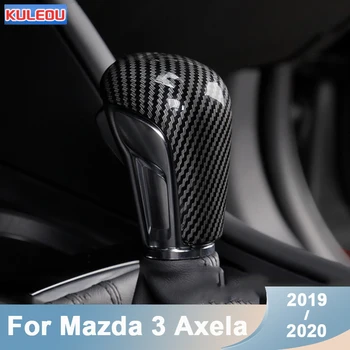 Oglekļa fibe Auto Gear Vadītājs Shift Poga Vāka Pārnesumu Pārslēgšanas Rokturis Melns, Uzlīmes Priekš Mazda 3 Axela CX-30 CX30 2019 2020 Piederumi