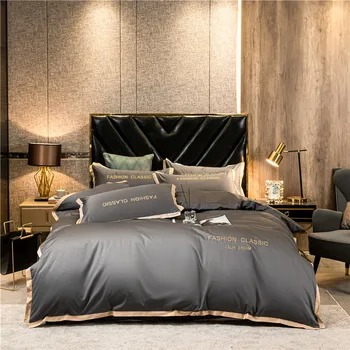 OLOEY Ilgtermiņa štāpeļšķiedrām kokvilnas gultasveļas komplekts Ēģiptes luksusa Izšūti sega vāku sega sedz palagu spilvendrānas aprīkoti lapa