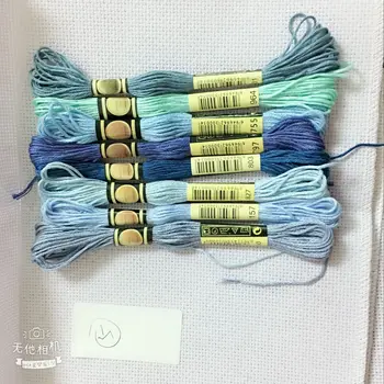 Oneroom 8pcs Sajauc Krāsas Cross Stitch Kokvilnas Šujamie Skeins Amatniecības Izšūšanas Diegus Diegs Komplekts DIY Šūšanas Instrumenti, Piederumi-9