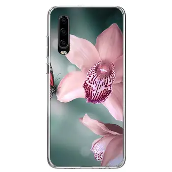 Orhideju Ziedi Krāsains Mīksts Silikona Tālruni Gadījumā, Huawei P30 P40 P20 P10 Mate 10 20 30 Lite Plus Pro P Smart Z + Coque Vāciņu