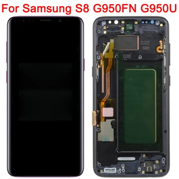 Original LCD Samsung Galaxy S8 G950F Displejs Ar Rāmi SM-G950A G950U G950FD 5.8 Collu LCD Displejs, Touch Screen Nomaiņa