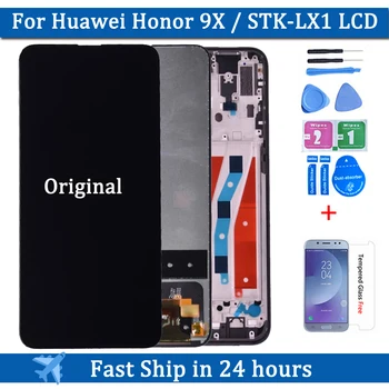 Oriģināls Par Huawei Honor 9X LCD Displejs 6.59 collu Touch Screen Digitizer Montāžas Rāmis Huawei Honor 9X Premium STK-LX1 lcd