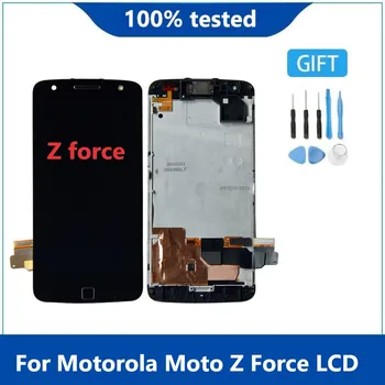 Oriģināls Par Motorola Moto Z Spēkā Droid XT1650-02 AMOLED LCD Displejs, Touch Screen Digitizer Kadru Nomaiņa Ar Ēnu
