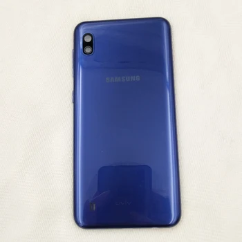 Oriģināls Samsung Galaxy A10 A105 A105F Atpakaļ Akumulatora Vāciņu Plastmasas Korpusa Aizmugures Durvju Gadījumā Nomaiņa +objektīvs&Sānu Pogas