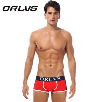 ORLVS Kokvilnas Vīriešu Bokseršorti Sexy Apakšveļa Bikses Vīriešu Biksītes Boxershorts Apakšbikses Pavisam Jaunu Geju Jockstrap Calecon Homme Coton