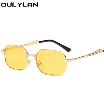 Oulylan Retro Daudzstūris Saulesbrilles Sievietēm, Vīriešiem, Ir 2021. Moderns Sarkans Dzeltens Saules Brilles Vīriešu Vintage Mazo Metāla Sunglass Toņos UV400