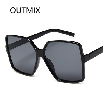OUTMIX Fashion Square Sieviešu Saulesbrilles Sieviešu Vintage Luksusa Zīmolu Brilles Retro Leopard Liels Rāmis, Saules Brilles Braukšanas UV400