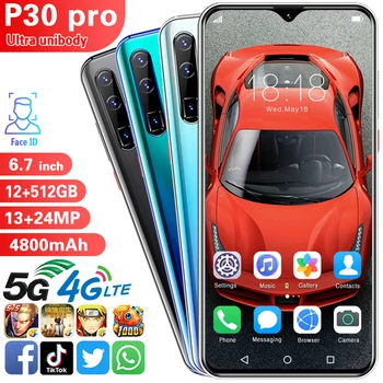 P30pro Android Mtk6889 Deka Core Mobile Phones, 5g Dual Kartes Gaidīšanas Nano Sim Karte 12+512G 13mp+24mp Featured Tālrunis
