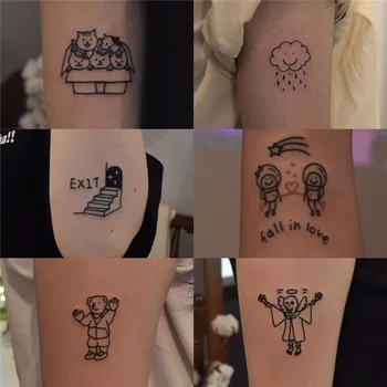 Pagaidu Tetovējums Uzlīmju Komplekts, Karikatūra Zirgu Lācis Vaļu Dinosaure Tetovējums Flash Tatto Viltus Ūdensnoturīgas Uzlīmes Vīrieši Sievietes 45Pcs
