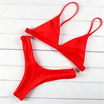 Paotang 2021. gada Vasarā Eiropas Un Amerikas Jauno Stilu tīrtoņa Krāsas Bikini Peldkostīms Sievietēm ir Divas-Gabals Piemērots Sexy Thong Dizains