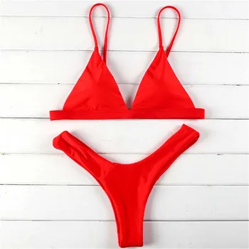Paotang 2021. gada Vasarā Eiropas Un Amerikas Jauno Stilu tīrtoņa Krāsas Bikini Peldkostīms Sievietēm ir Divas-Gabals Piemērots Sexy Thong Dizains