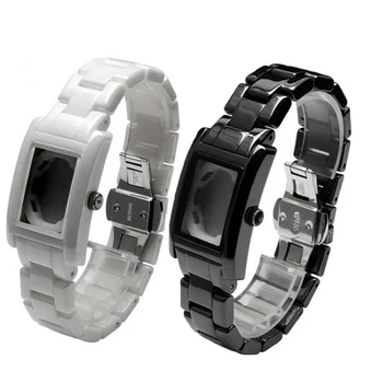 Par AR1406/1407/1408/1409 keramikas watchband lietā augstas kvalitātes melna balta siksna modes aproce