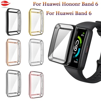 Par Huawei Band 6 Watch Gadījumā Mīksto TPU Aizsardzības Vāks Huawei Honor Band 6 Pilna Ekrāna Aizsargs Gadījumos Kadru Bufera Shell