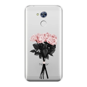 Par Huawei Honor 4X 5.A 5X 6 6X Telefonu Gadījumā Silikona Rose Puķu Ziedu Estētisko Mīksto Aizmugurējo Vāciņu Huawei Honor 6A 4C 5C 6C Pro