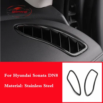 Par Hyundai Sonata 2020 2021 Nerūsējošā Automašīnas Priekšējā Gaisa Kondicionēšanas Ventilācijas Izvads Vāciņš Melns, Nerūsējošā tērauda Auto Stils Aksesuāri