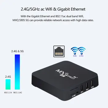 Par MXQ PRO 5G Smart TV Box Android 9.0 4K 2.4 G&5G WiFi Amlogic S905W 2GB 16GB 3D Android TV Box Media Player 1080P Pasaules