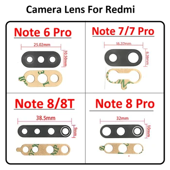 Par Xiaomi Redmi 9T, Ņemiet vērā, 9 Pro 9S Piezīme 8 7 6 Pro Aizmugurējais Kameras Objektīvs Stikls Aizmugurējais Kameras Objektīvs Ar Līmi