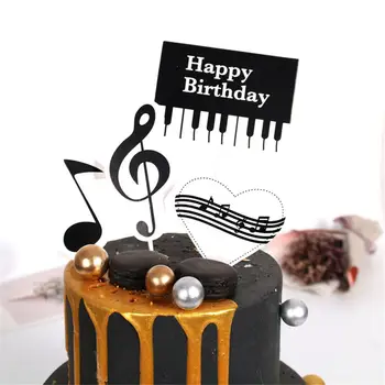 Partijas Apdare Cupcake Kūka Topper Diy Piederumi Puses Piegādes Kūka Topper Klavieru Mūzikas Tēmu
