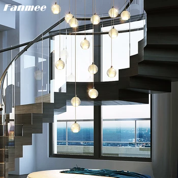 Pasaulē Kristāla Kulons Karājas Lampas LED G4 Mūsdienu Bēniņu Kāpnes Lode Bumbiņas Lustra Art Deco Gaismas Armatūra Villa Virtuves