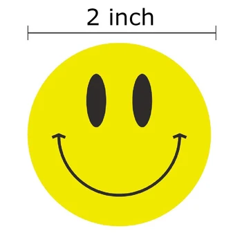 Pasūtījuma Dzeltena Smiley Laimīgs, Uzlīmes, 2 Collu Aplis Apaļš Zīmogs Klientu Office Auduma Iepakojums Apdare Label Dot Zīmi Papīra 500pcs