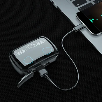 Patiesi Bezvadu Earbuds ar Uzlādes Gadījumā IPX7 Ūdensizturīgs Sporta Austiņas Bluetooth Austiņas Portable Stereo Austiņas ar Mic