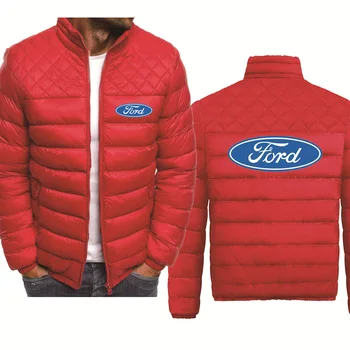 Pavasara Rudens Modes Vīriešu Zip Jaka Ford Auto Logo Drukas Gadījuma Kokvilnas Augstas Kvalitātes Sabiezēt Siltas Vilnas Vilnas Vīriešu Jaka