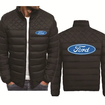Pavasara Rudens Modes Vīriešu Zip Jaka Ford Auto Logo Drukas Gadījuma Kokvilnas Augstas Kvalitātes Sabiezēt Siltas Vilnas Vilnas Vīriešu Jaka