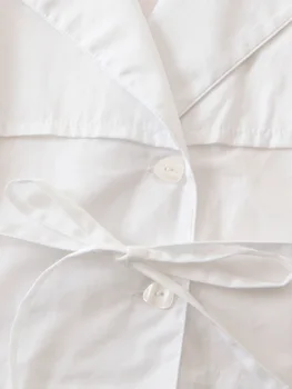 Pavasara/vasaras 2021 Sieviešu Divu pogu Siksnas Uzrakt Mētelis Stilu Dzidri Balts garām piedurknēm Krekls