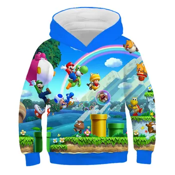 Pavasaris ir 2021. Jaunu Cartoon Mario Bērniem pelēkā vārna Sporta Džemperis 3D Iespiesti Apģērbi Zēniem un Meitenēm