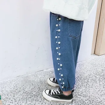 Pavasarī bērni bikses, siltas zeķes meitenēm pusaudžu zēna drēbes Zīmuli Biksēm Elastīgs Viduklis Cotto Korejas tirgū Pērle