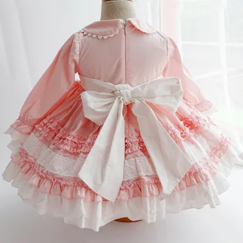 Pavasarī\Rudens Bērnu Apģērbu Meiteņu Kleitu Bērnu Kokvilnas Mežģīnes Lolita spāņu Stila Pils Dzimšanas diena Princess Puse Daudzslāņu Kleita