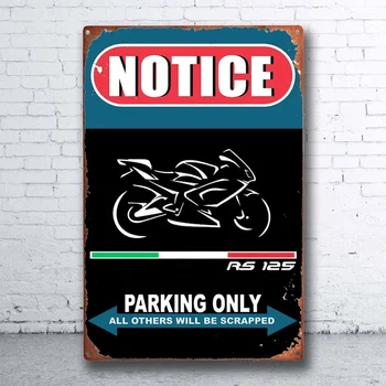 Paziņojums Moto Aprilia Rs 125 Autostāvvieta Tikai Tin Zīme Bārs Krogs Mājas Garāžas Plakātu Metāla Plakātu Sienas Mākslas Dekori