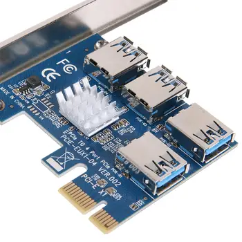 PCI-E Express 1x, lai 16x Extender Stāvvadu Kartes Adapteris 1 līdz 4 USB Grafikas Video karte Bitcoin Litecoin Miner