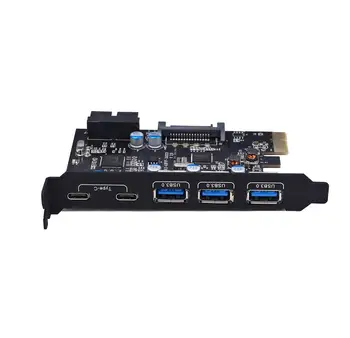 PCI-E, lai Type C (2) A Tipa (3) USB 3.0 5-Port PCI Express Paplašināšanas Karti ar Iekšējo 19pin Savienotājs Windows, MAC