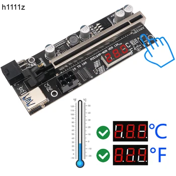 PCIE Stāvvadu 009S Plus Stāvvadu PCI E, PCI Express X1, lai X16 Dual 6Pin Grafiskās Kartes GPU Bitcoin Miner Ieguves w/ Temperatūras Sensors