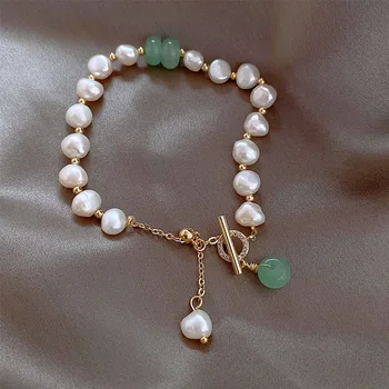 Pearl Rokassprādzi Sievietēm, Classic Green Round Pērļu Rokassprādzi, Kulonu Kāzu Rotaslietas Dāvanu Roku Darbs Bijoux Femme
