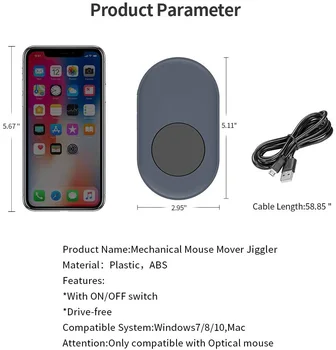 Peles Pārvietošana Peli Jiggler ar USB Porta Draivera-Bezmaksas Peles Kustību un ON/Off Slēdzis Simulācijas Peli Jiggler Datoru
