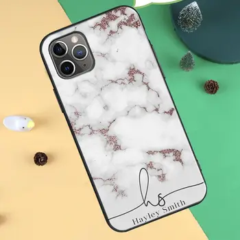 PERSONALIZĒTAS marmora nosaukums glitte Lietā Par iPhone 12 mini 11 Pro Max XR-X XS Max 6S 7 8 Plus SE 