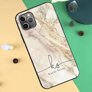 PERSONALIZĒTAS marmora nosaukums glitte Lietā Par iPhone 12 mini 11 Pro Max XR-X XS Max 6S 7 8 Plus SE 