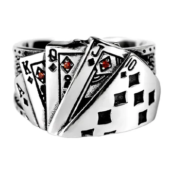 Personības Pārspīlēti Sudraba Krāsā Pokera Gredzeni Sievietēm Saderināšanās Rotaslietas Meitenēm, Atvērtu Pirkstu Gredzeni