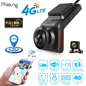 Phisung Dash Cam ar Atpakaļskata Kamera, Atpakaļskata Spogulis, Tahogrāfu Reverse Phisung K18 4G WiFi Automašīnas DVR ar GPS Full HD 1080P