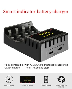 PHOMAX 4 Slots smart īssavienojumu aizsardzība akumulatoru lādētājs ar LED indikatoru AA/AAA Ni-MH/Ni-Cd akumulators