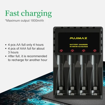 PHOMAX 4 Slots smart īssavienojumu aizsardzība akumulatoru lādētājs ar LED indikatoru AA/AAA Ni-MH/Ni-Cd akumulators