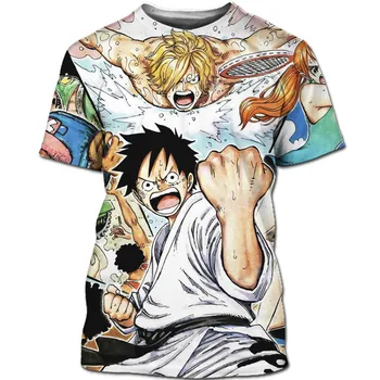 Piedzīvojumu Anime Viens Gabals T-krekls Anime D. Luffy Krekls Karikatūra Skaistumu Vīriešu T-krekls Vasaras Īsām Piedurknēm Topi-1