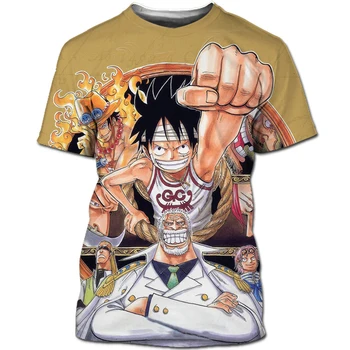 Piedzīvojumu Anime Viens Gabals T-krekls Anime D. Luffy Krekls Karikatūra Skaistumu Vīriešu T-krekls Vasaras Īsām Piedurknēm Topi-1