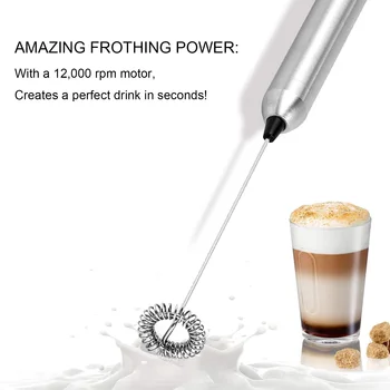 Piena Putotājs Elektrisko Piena Foamer Portatīvie Mini Mikseris Dzērienu Mašīna Nerūsējošā Tērauda Touch Rokas Espresso Mikseri Akumulatora Operat